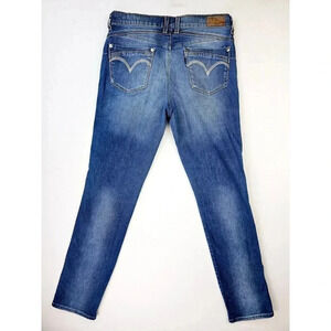 Levis 29X32 Womens Flatters and Flaunts Skinny Leg Blue Denim Logo Jeans Size 8M